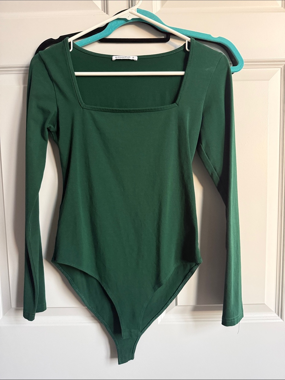 Zara Green Long Sleeve Square Neck Bodysuit